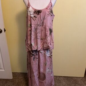 Floral with Butterflies Pink Sleeveless Pajama Set
